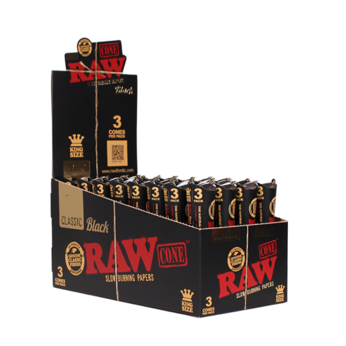 Raw black king cones 3pk
