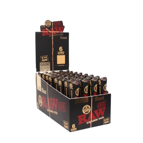 Raw black classic 1 1/4 cones 6pk